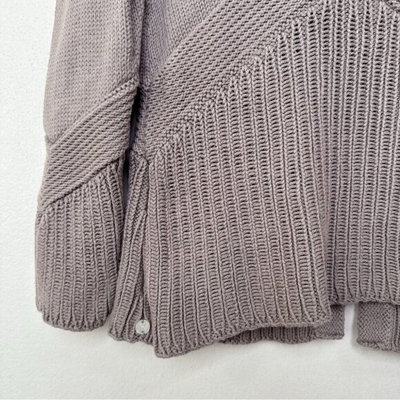 Pure Handknit Womens M/L Tan Cotton Chunky Knit Cardigan - Picture 14 of 15